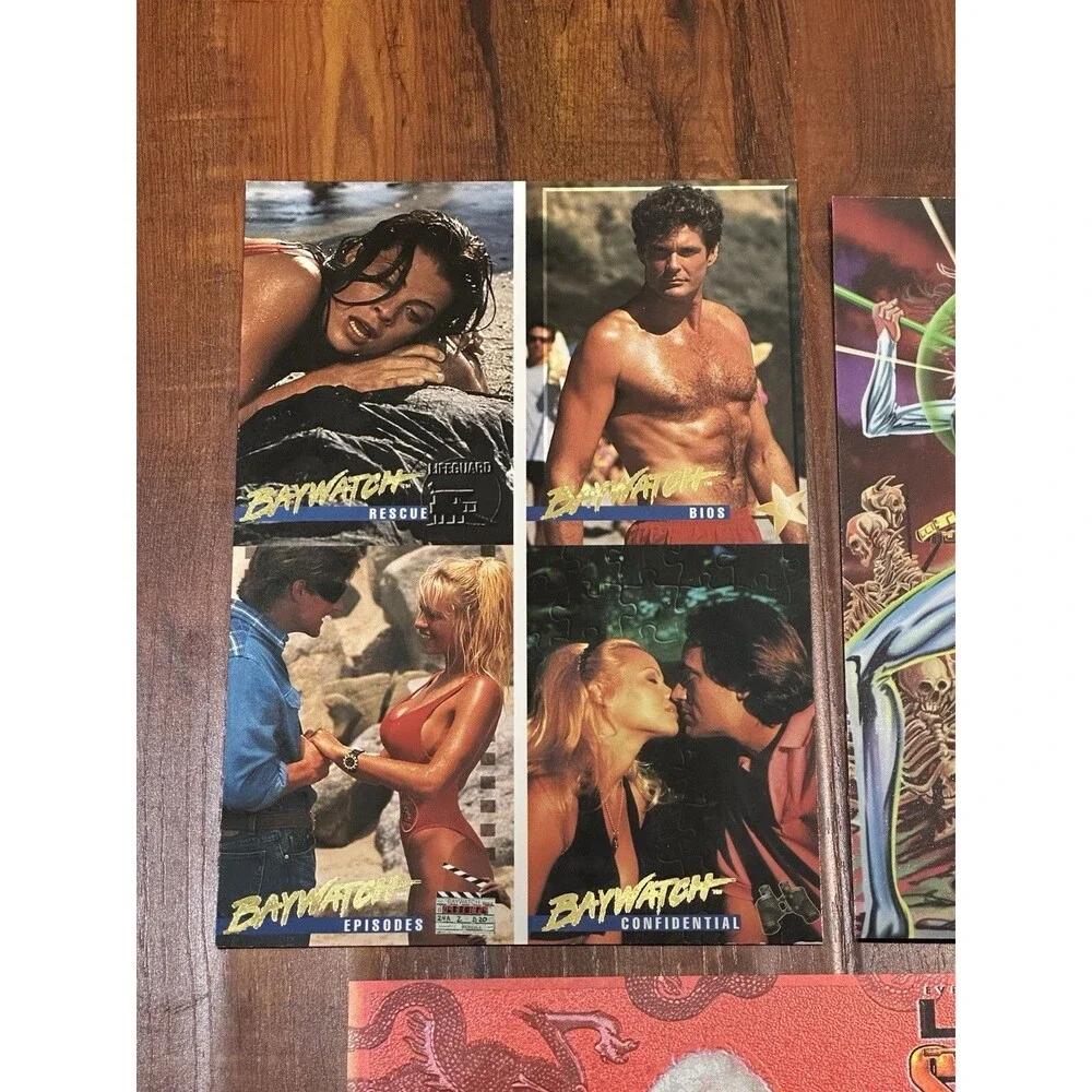 Lot of (5) 1990’s Oversized Promo Trading Cards - Baywatch, Waterworld, Batman +